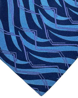 Zilli Silk Tie Blue Purple Swirl - Wide Necktie