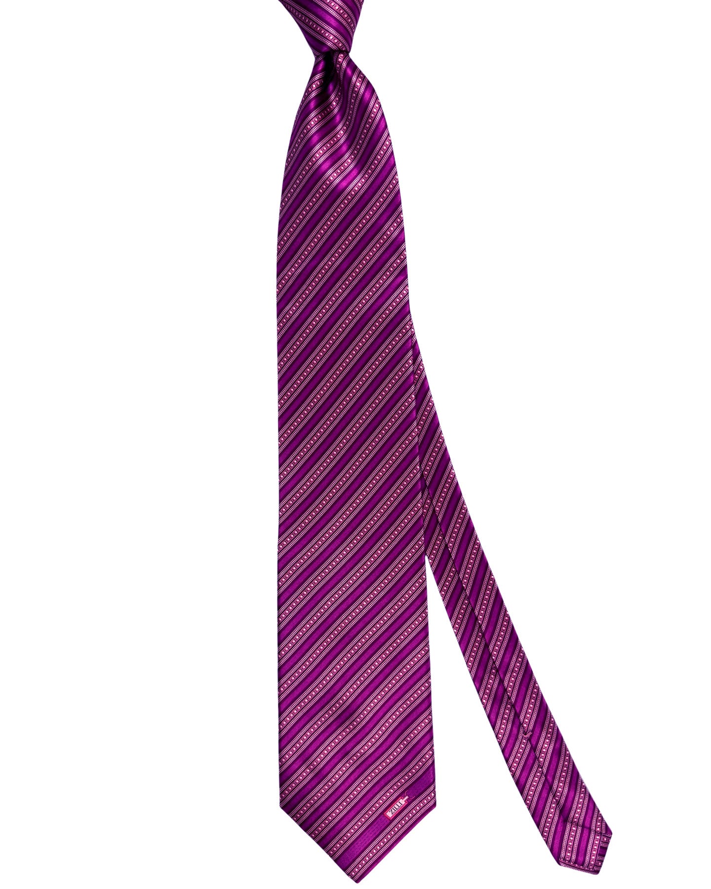 Zilli Silk Tie Pink Magenta Stripes - Wide Necktie