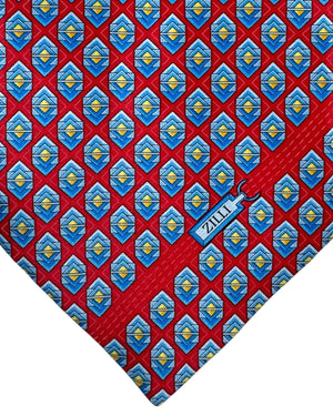 Zilli Silk Tie Red Blue Geometric - Wide Necktie