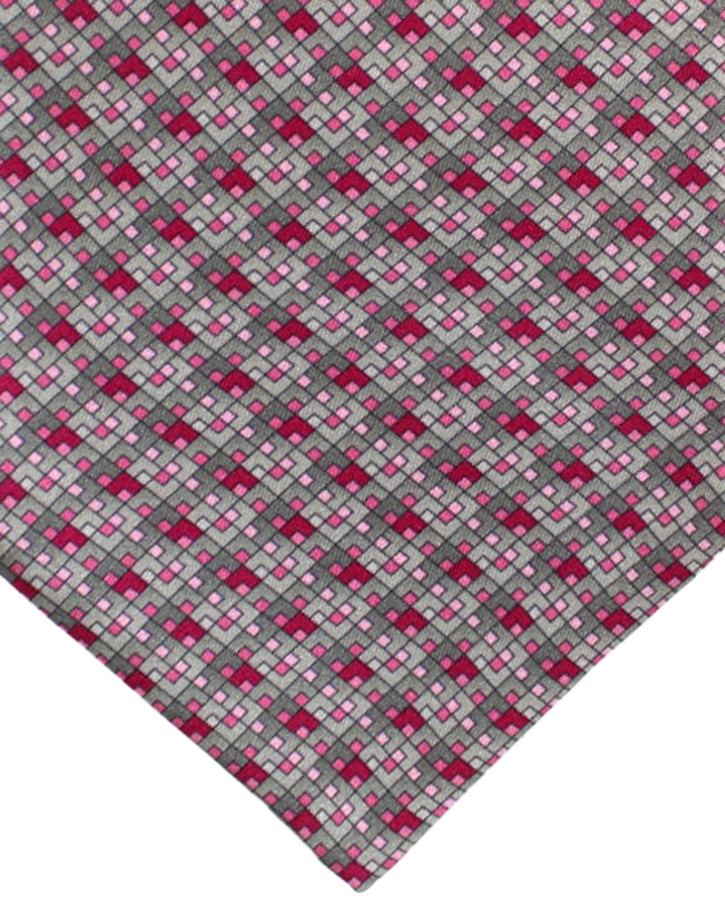 Zilli Extra Long Tie Gray Pink Micro Pattern