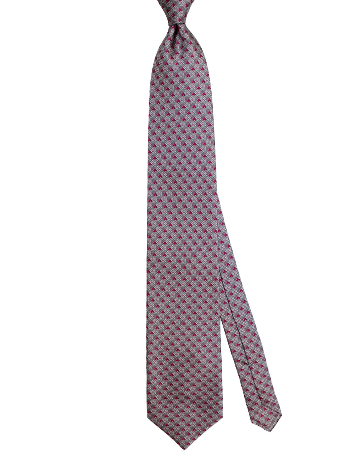 Zilli Extra Long Tie Gray Pink Micro Pattern