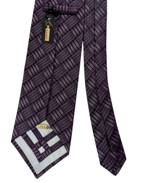 Zilli Tie Purple Silver - Wide Necktie