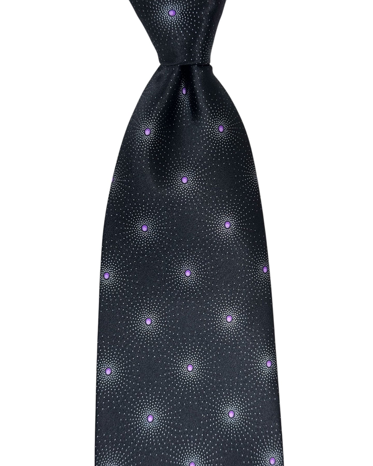 Zilli Tie Black Purple Silver Design - Wide Necktie