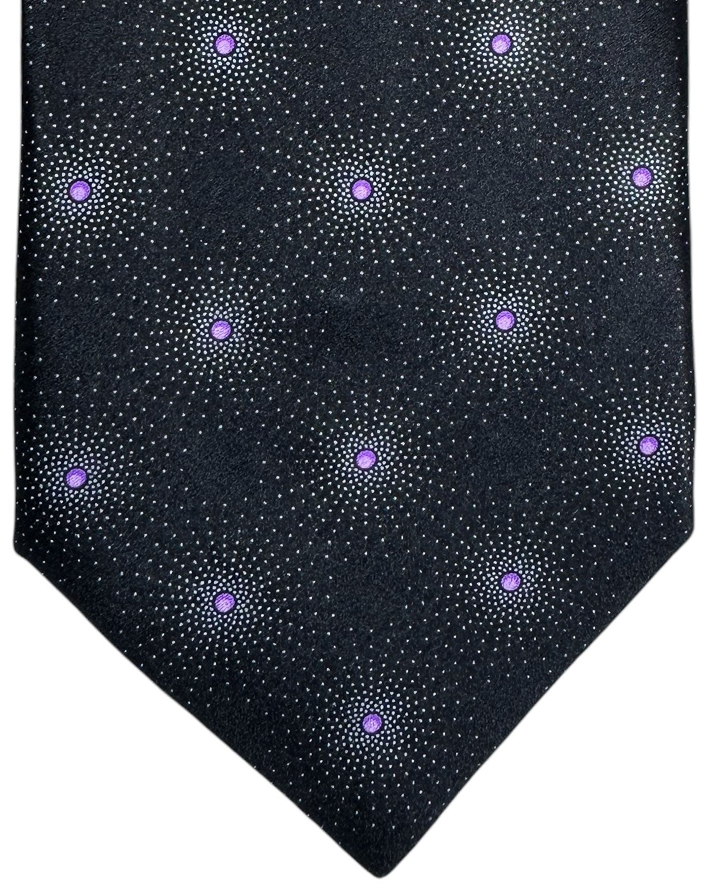 Zilli Tie Black Purple Silver Design - Wide Necktie