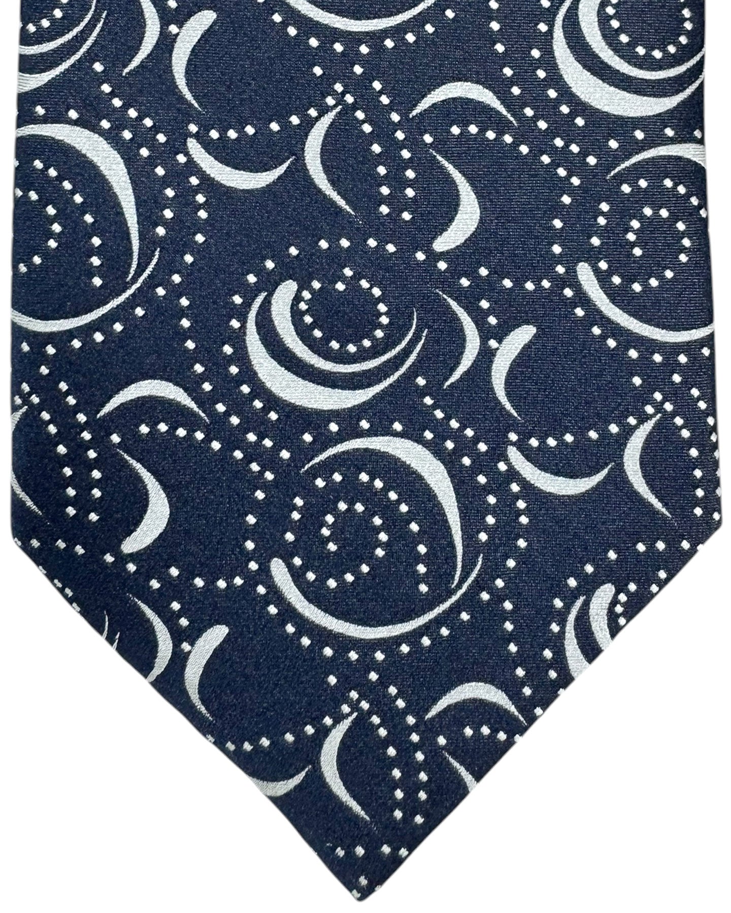 Zilli Tie Midnight Blue Silver Design - Wide Necktie SALE