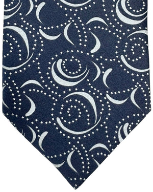 Zilli Tie Midnight Blue Silver Design - Wide Necktie SALE