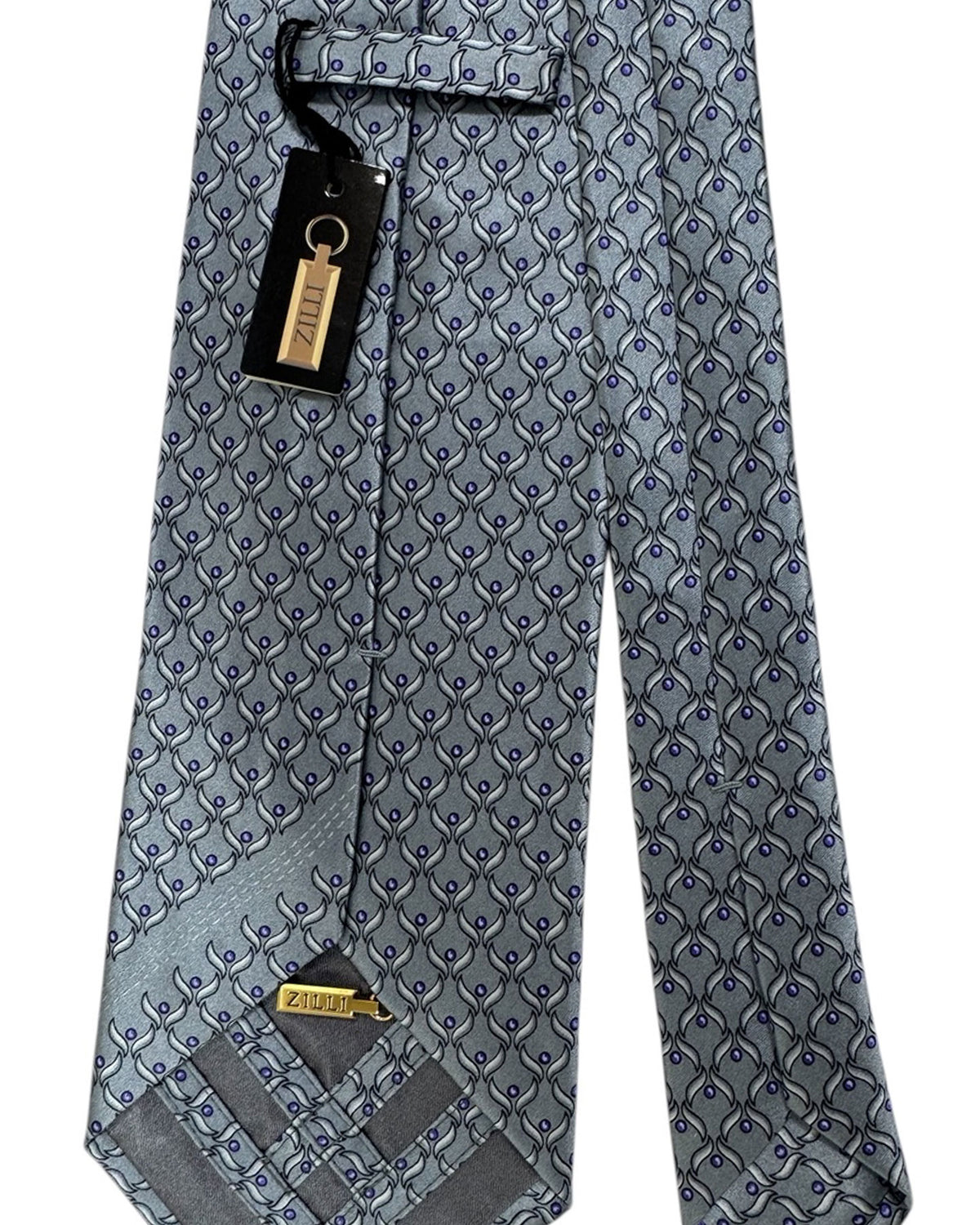 Zilli Tie Gray Lilac Design - Wide Necktie SALE