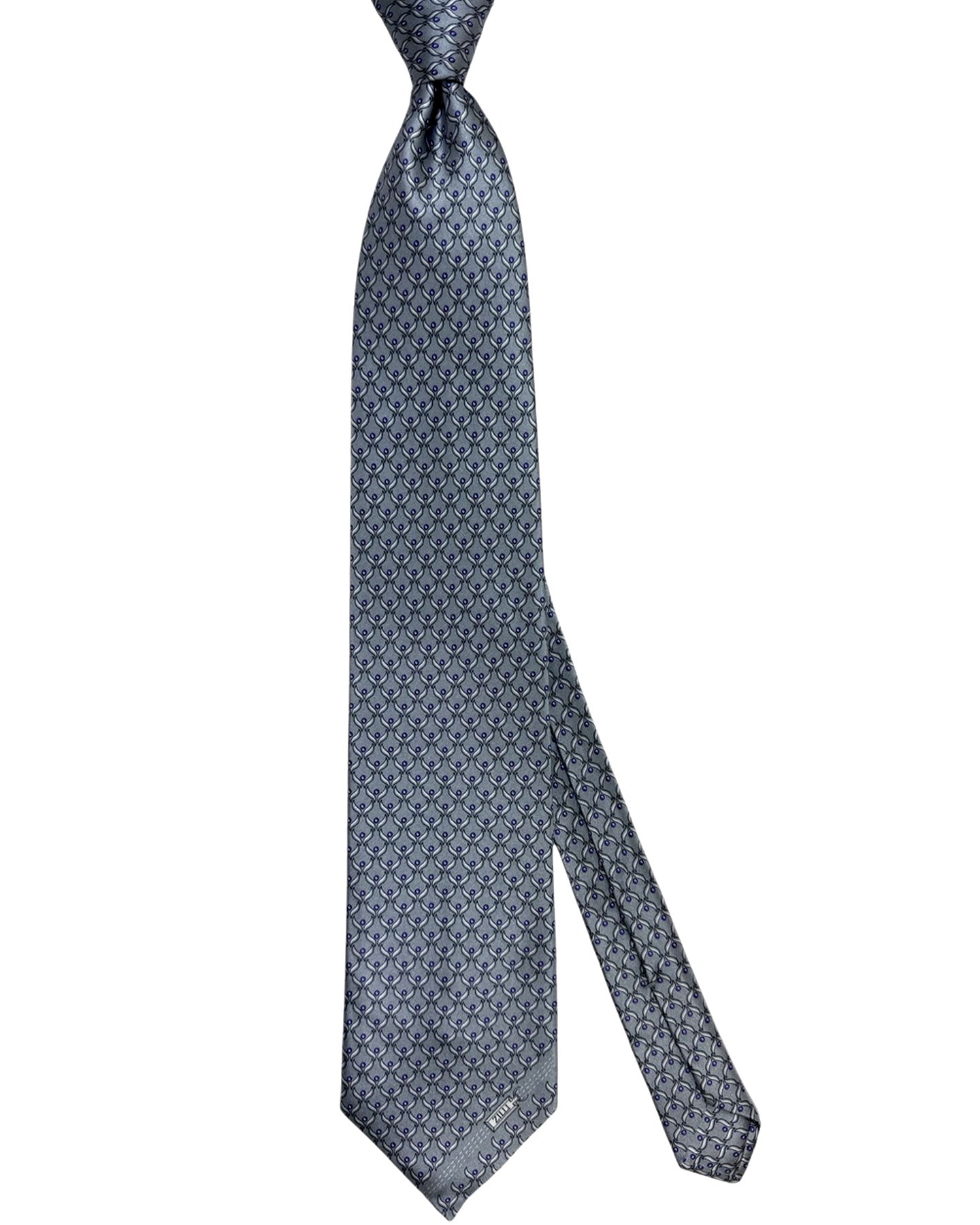 Zilli Tie Gray Lilac Design - Wide Necktie