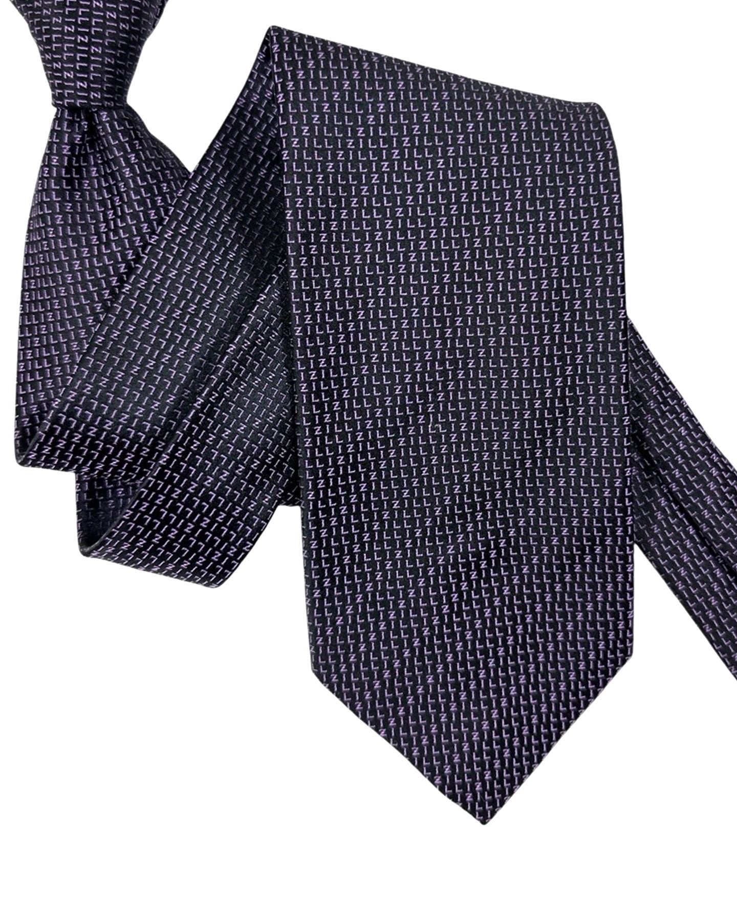 Zilli Tie Black Lilac Logo - Wide Necktie