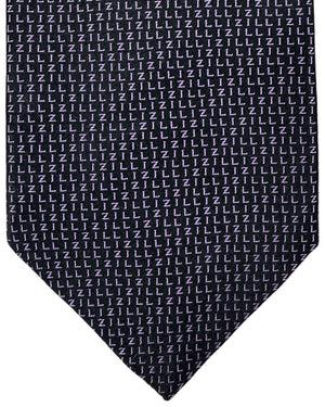 Zilli Tie Black Lilac Logo - Wide Necktie