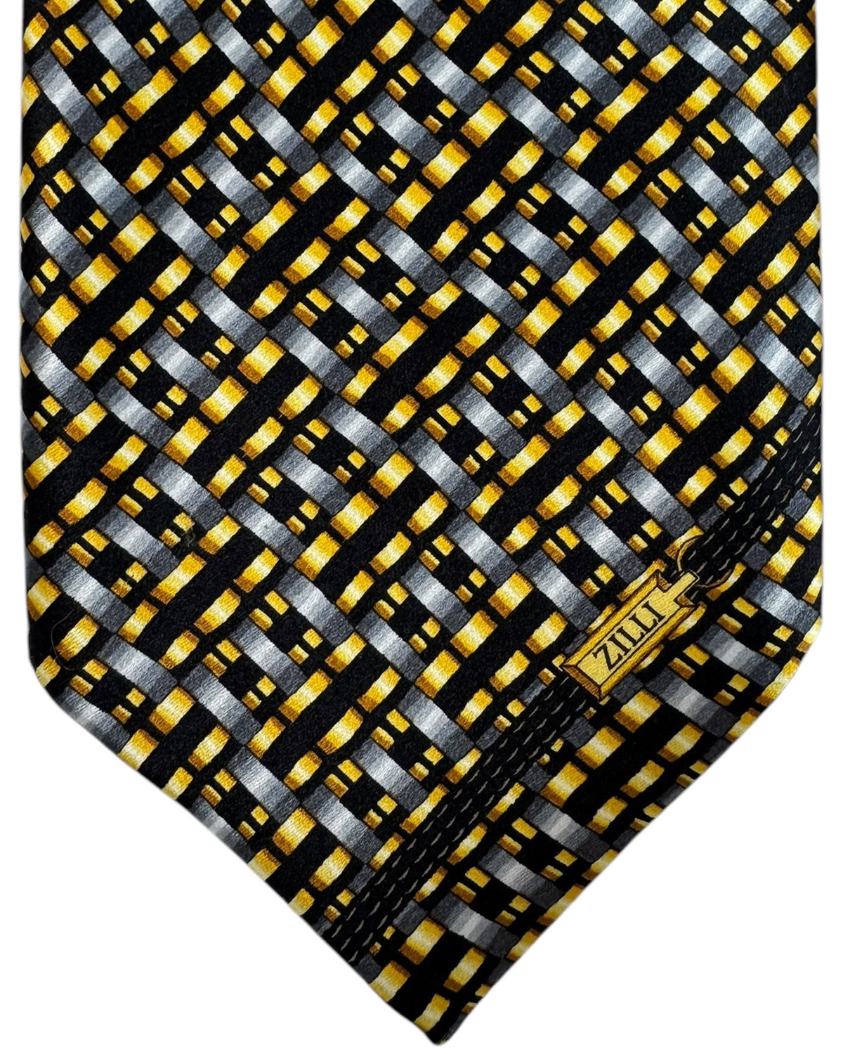 Zilli Necktie Gray Black Orange-Gold - Luxury Wide Tie
