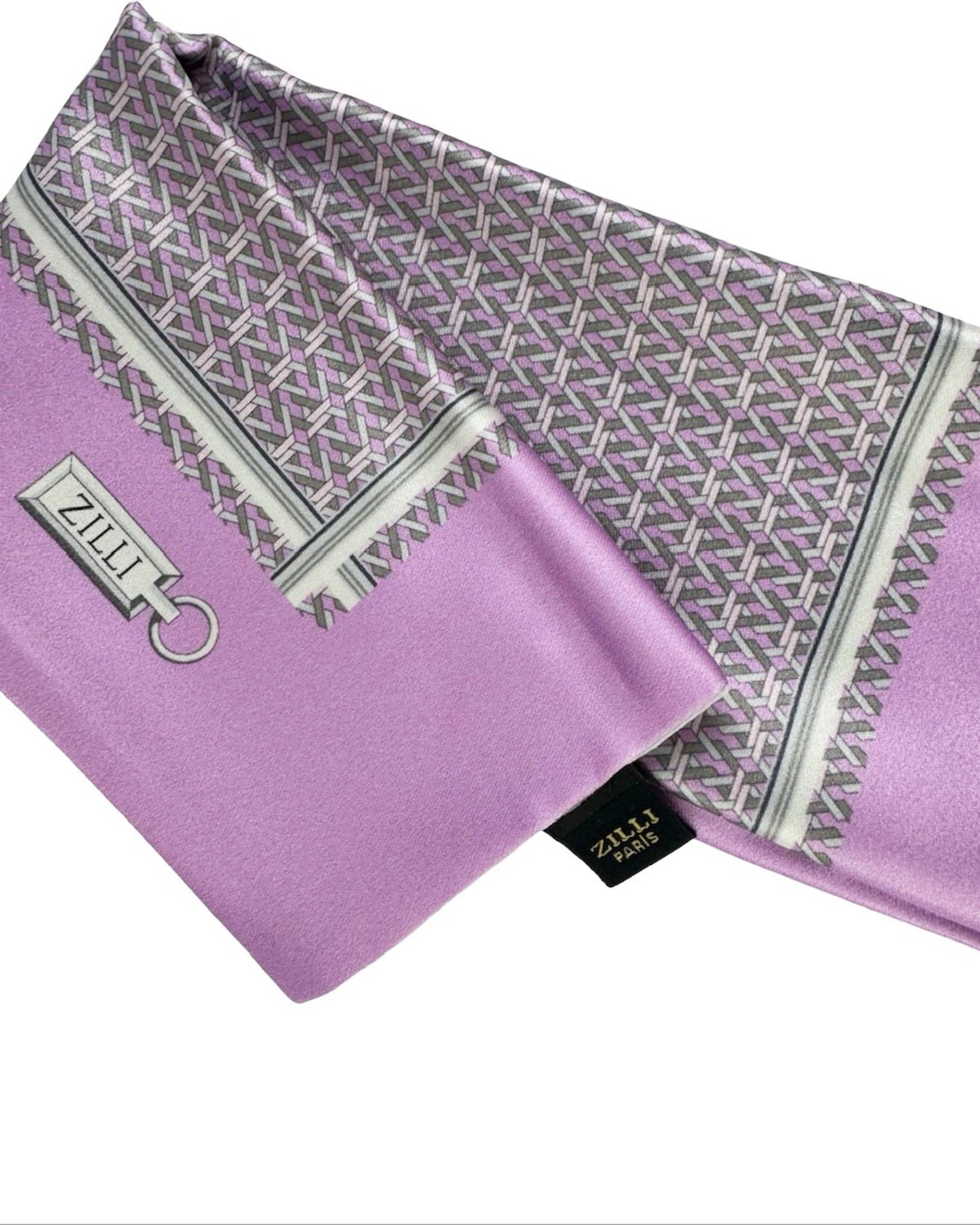 Zilli Pocket Square Pink Taupe Geometric Design