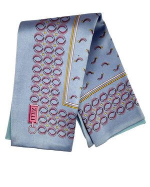 Zilli Pocket Square Light Blue Bordeaux Geometric Design