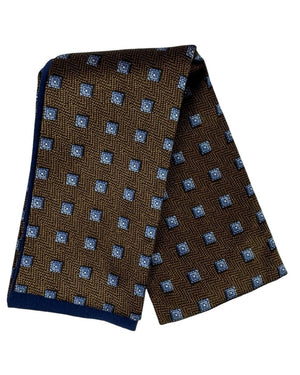Zilli Pocket Square Brown Grey Geometric Design