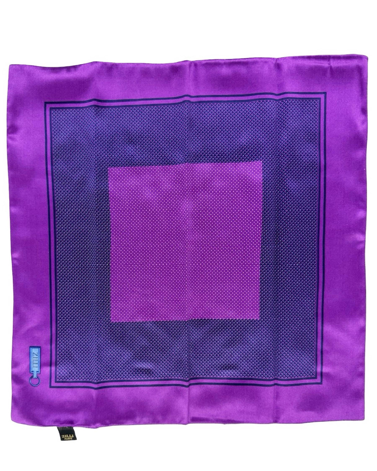Zilli Pocket Square Purple Dark Blue Geometric Design