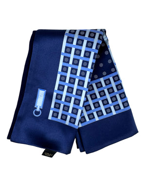 Zilli Silk Pocket Square Navy Design SALE