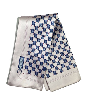 Zilli Silk Pocket Square Gray Pink Dark Blue SALE