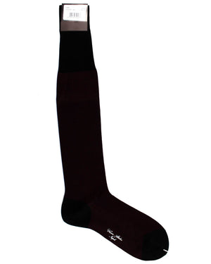 Cesare Attolini Over The Calf Socks Burgundy Black 