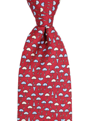 Battistoni Tie Maroon Umbrella Design