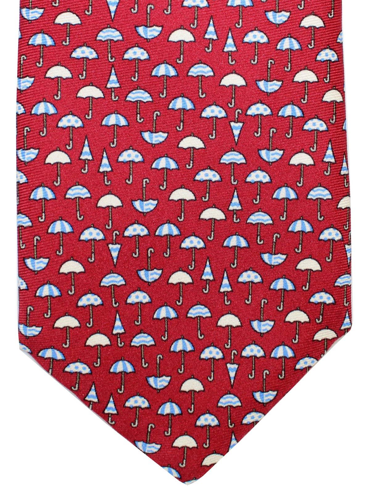 Battistoni Silk Tie Maroon Umbrella Novelty Design