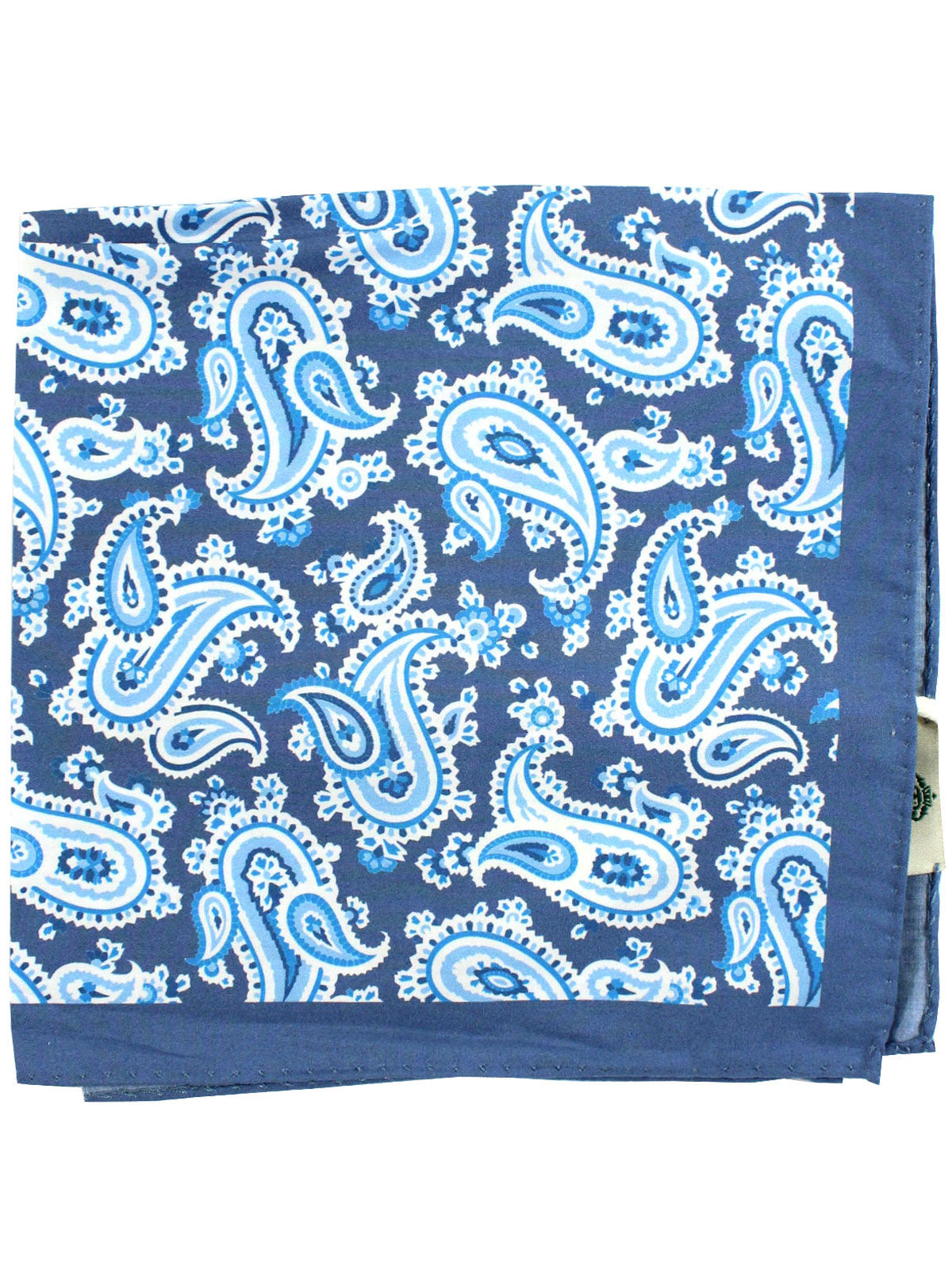 Luigi Borrelli Cotton Pocket Square Navy Blue Paisley