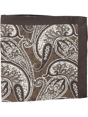 Luigi Borrelli Silk Pocket Square Brown Paisley