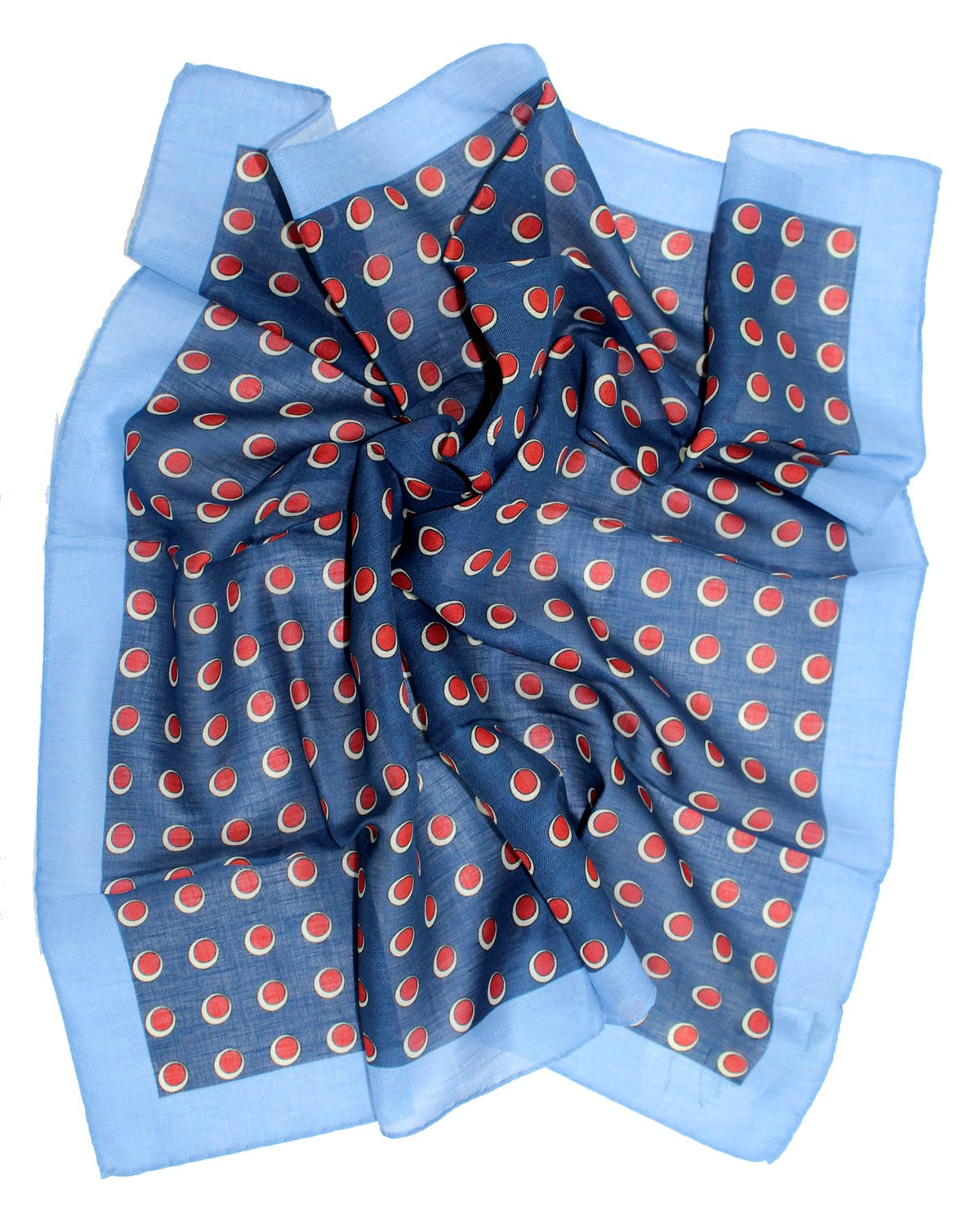 Luigi Borrelli Small Scarf Navy Red Blue Dots SALE