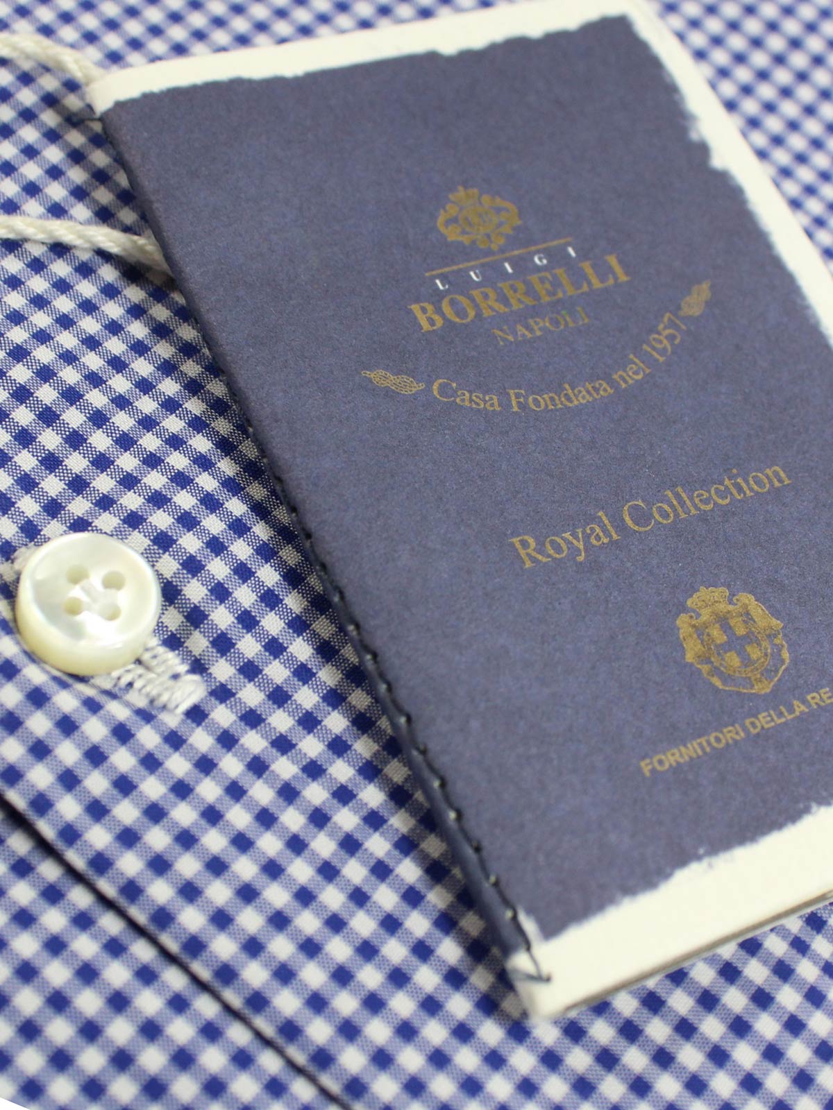 Luigi Borrelli Shirt White Navy Check 