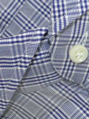 Luigi Borrelli Dress Shirt White Navy Check Plaid