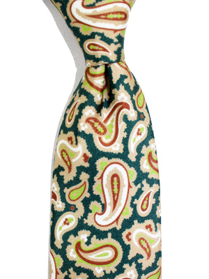 Luigi Borrelli Tie Green Brown Paisley