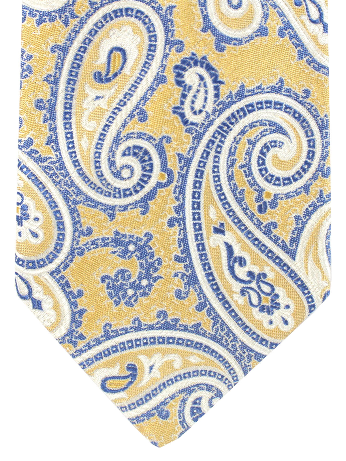 Luigi Borrelli Silk Tie Cream Dark Blue Silver Paisley