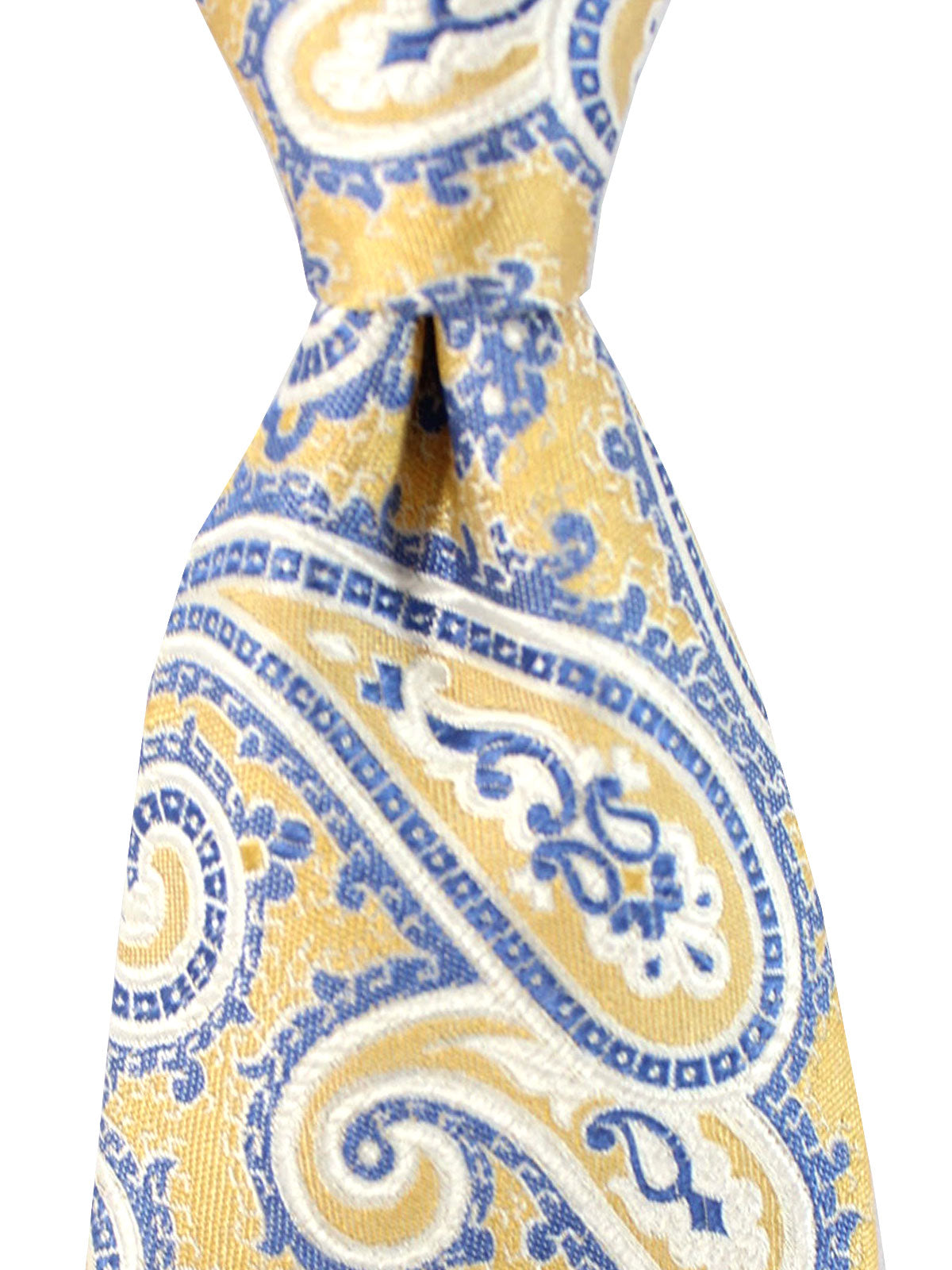 Luigi Borrelli Silk Tie Cream Dark Blue Silver Paisley