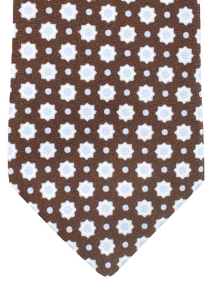 Luigi Borrelli Silk Tie Brown Geometric