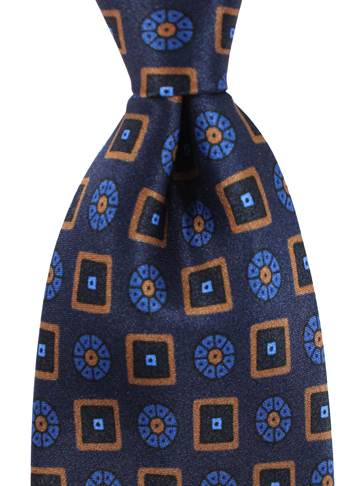 Luigi Borrelli Tie Dark Blue Brown Geometric Design