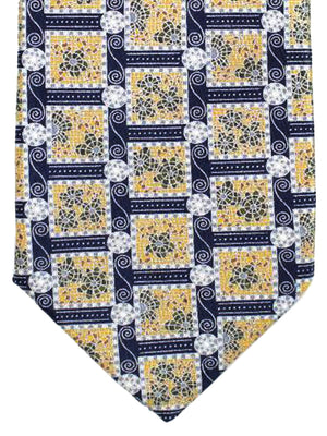 Brioni Tie Silver Black Mustard Geometric