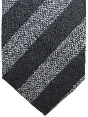 Charvet Paris Tie Black Dark Blue Gray Stripes Design