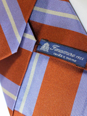 Finamore Sevenfold Tie Rust Brown Lilac Stripes