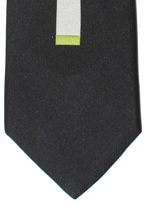 Gene Meyer Silk Tie Black Gray Center Stripe