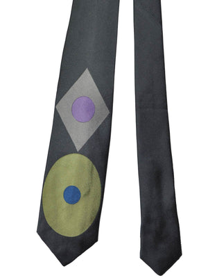 Gene Meyer Tie Gray Green Dot & Diamond Design