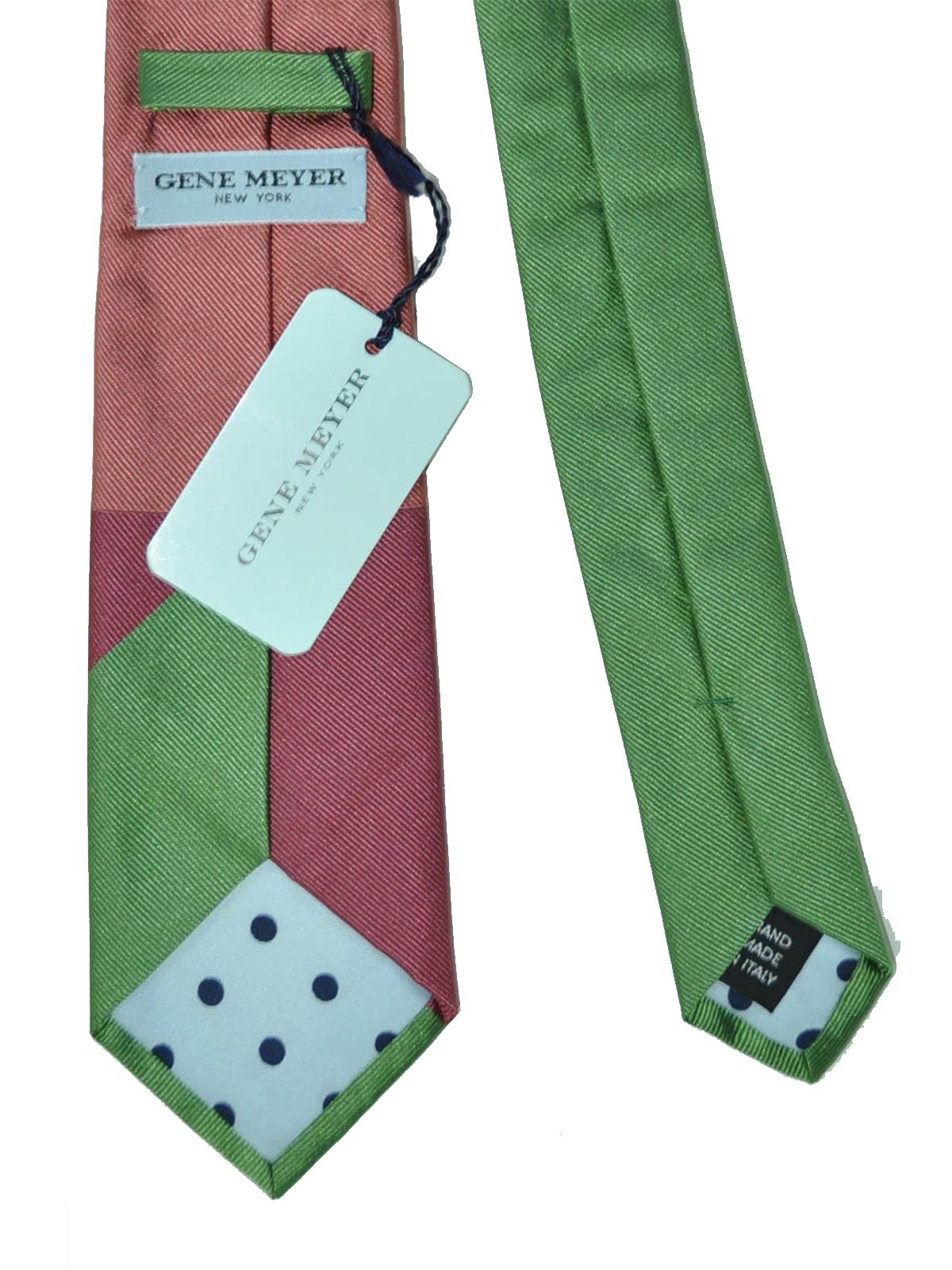 Gene Meyer Silk Tie Green Magenta Dust Pink