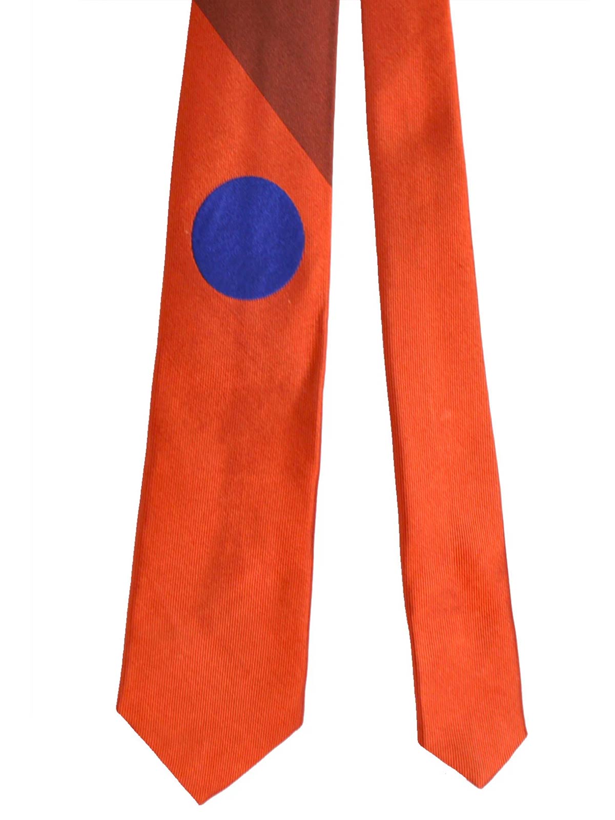 Gene Meyer Silk Tie Orange Maroon Navy Gray Dots FINAL SALE