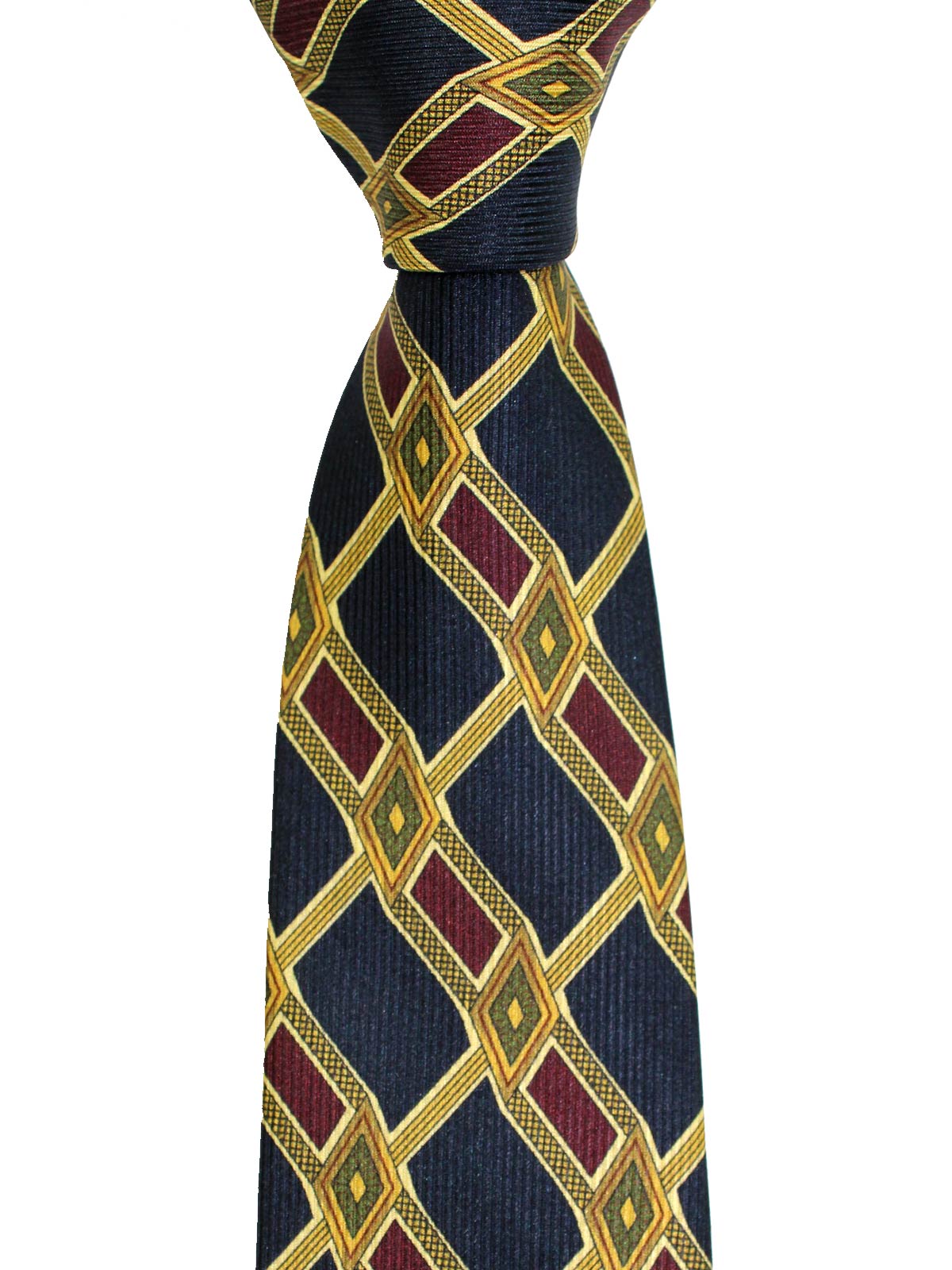 Stefano Cau Tie Black Maroon Olive Geometric