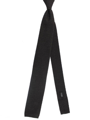 Isaia Square End Knitted Tie Dark Brown
