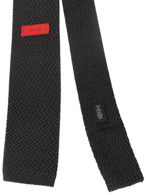 Isaia Square End Knitted Tie Dark Brown