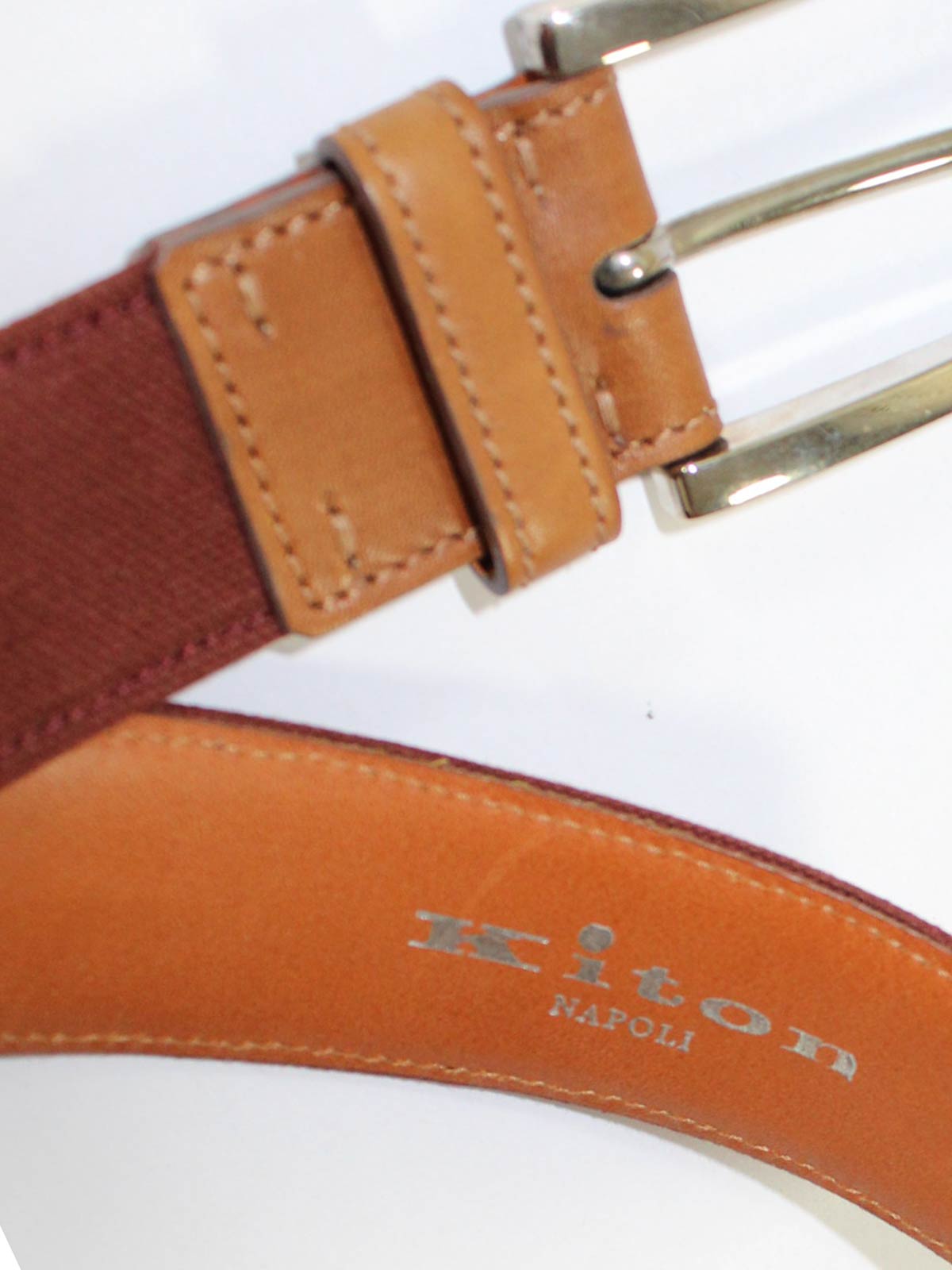 Kiton Leather Belt Cognac Men Belt