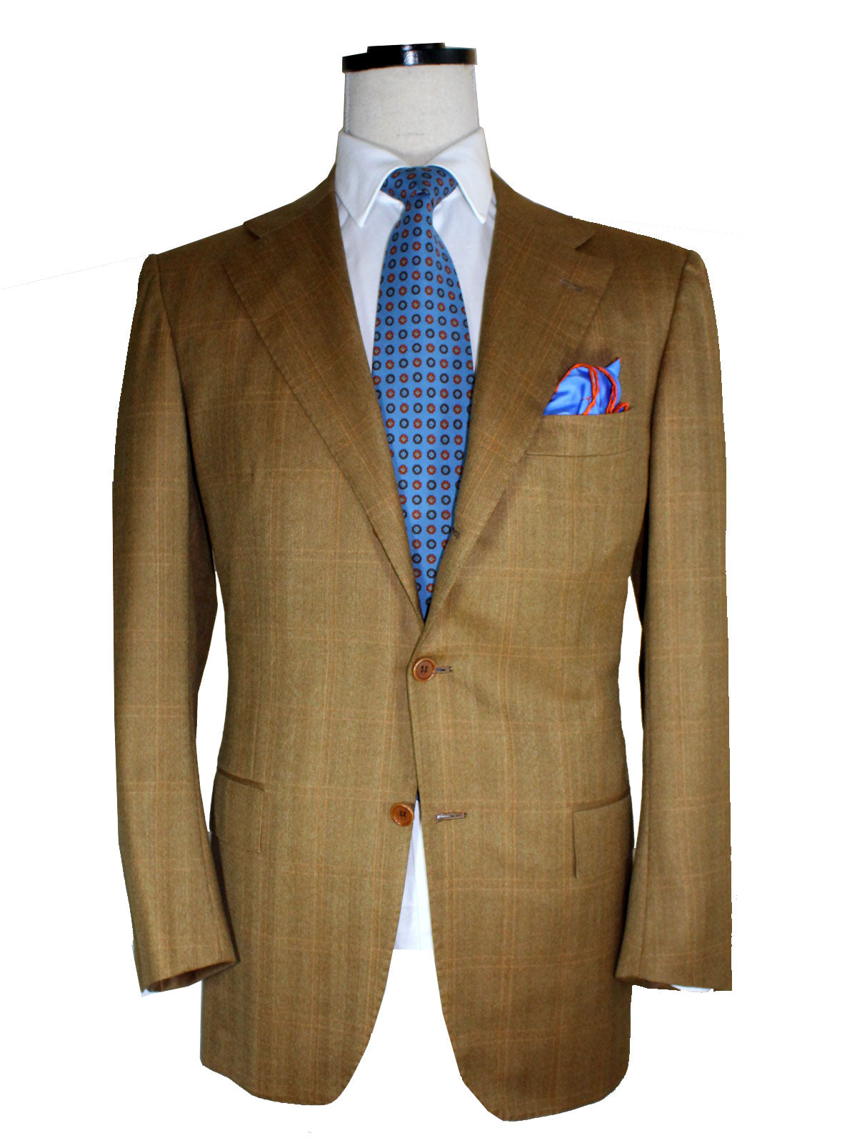 Kiton Sport Coat Brown Windowpane 