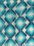 Kiton Linen Scarf White Turquoise Geometric 