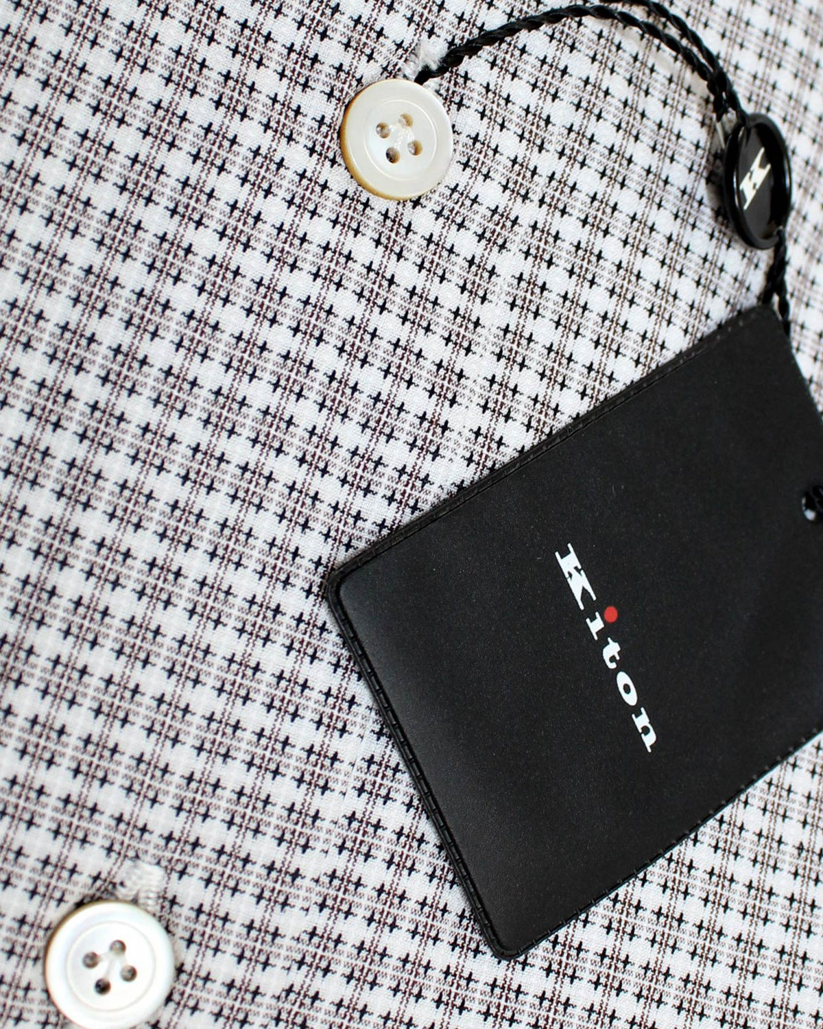 Kiton Dress Shirt White Gray Brown Design