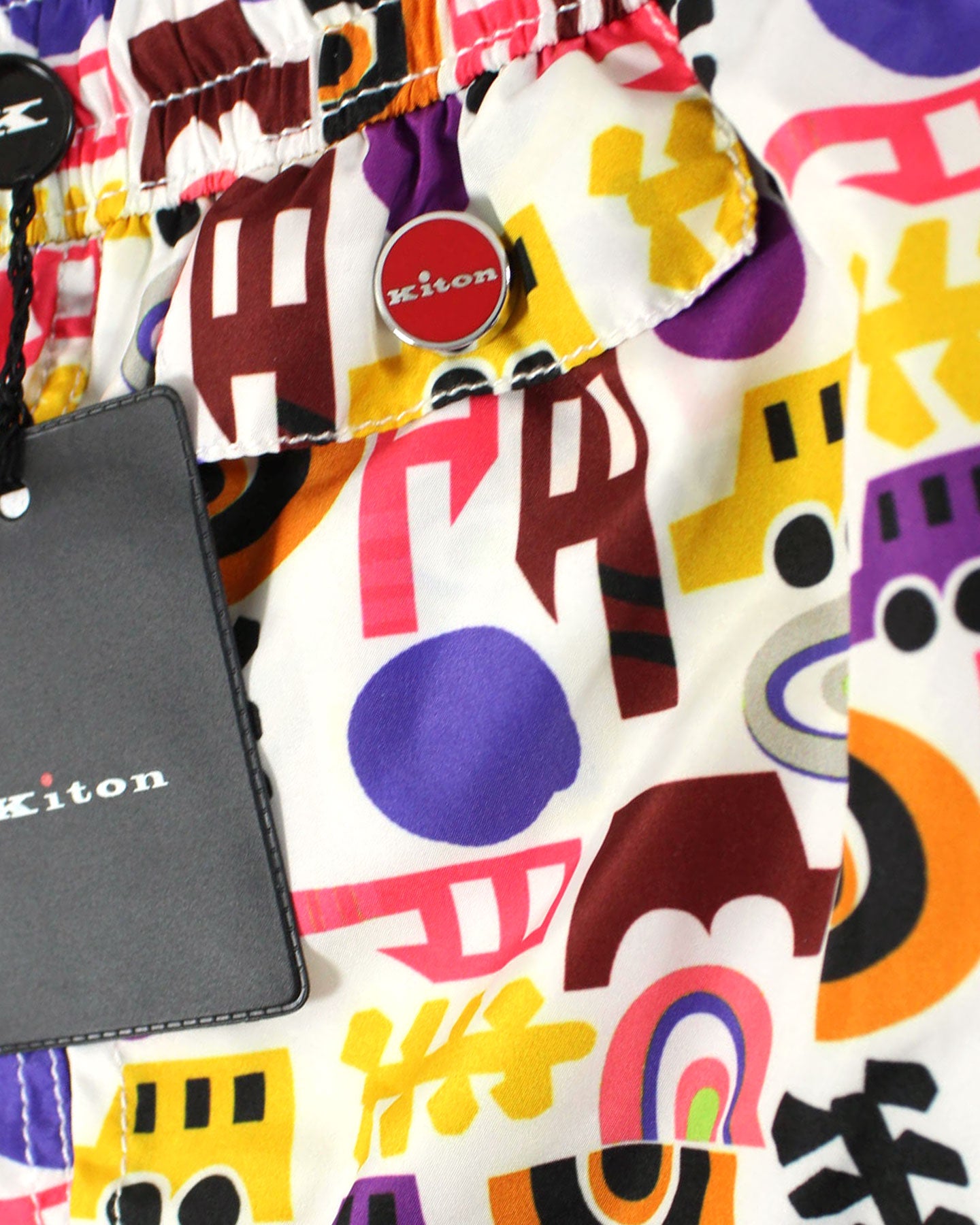 Kiton Swim Shorts L White Multi Color Novelty - Men Swimwear