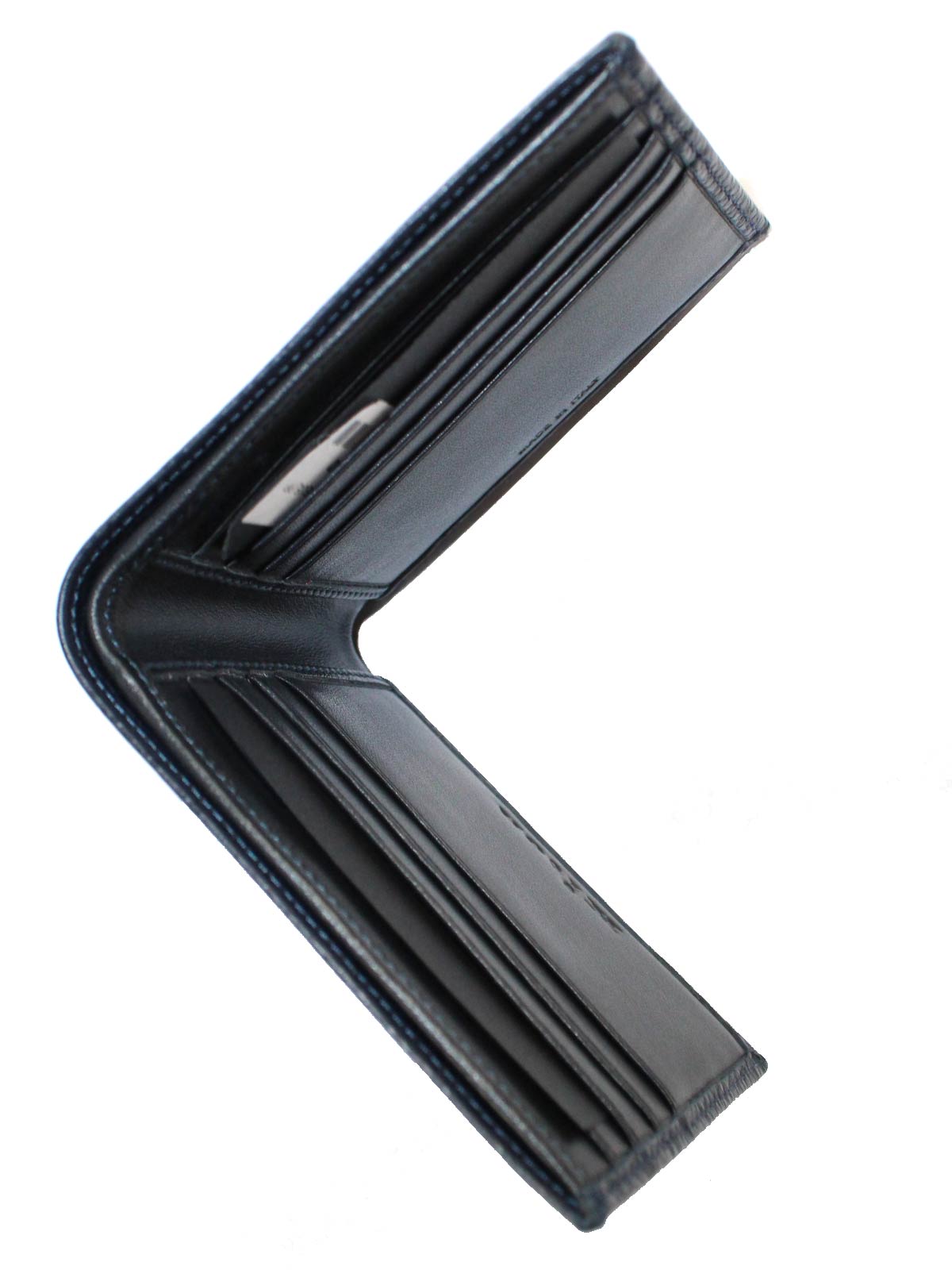 Kiton Wallet - Dark Blue Grain Leather Men Wallet SALE